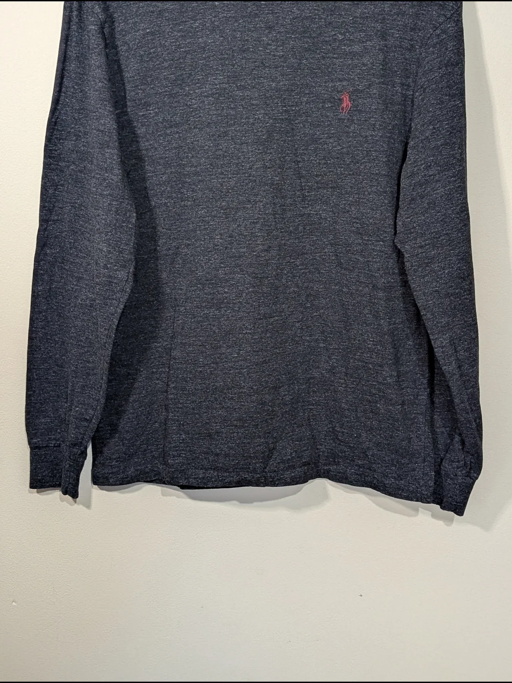 Polo by Ralph Lauren Charcoal Heather Long-Sleeve Crew Tee with Red Pony